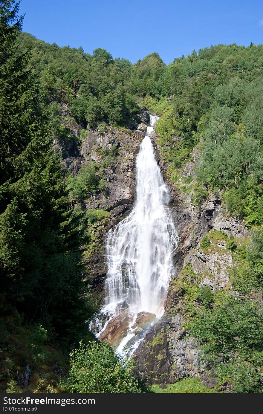 Sivlefossen Waterfall In Norway