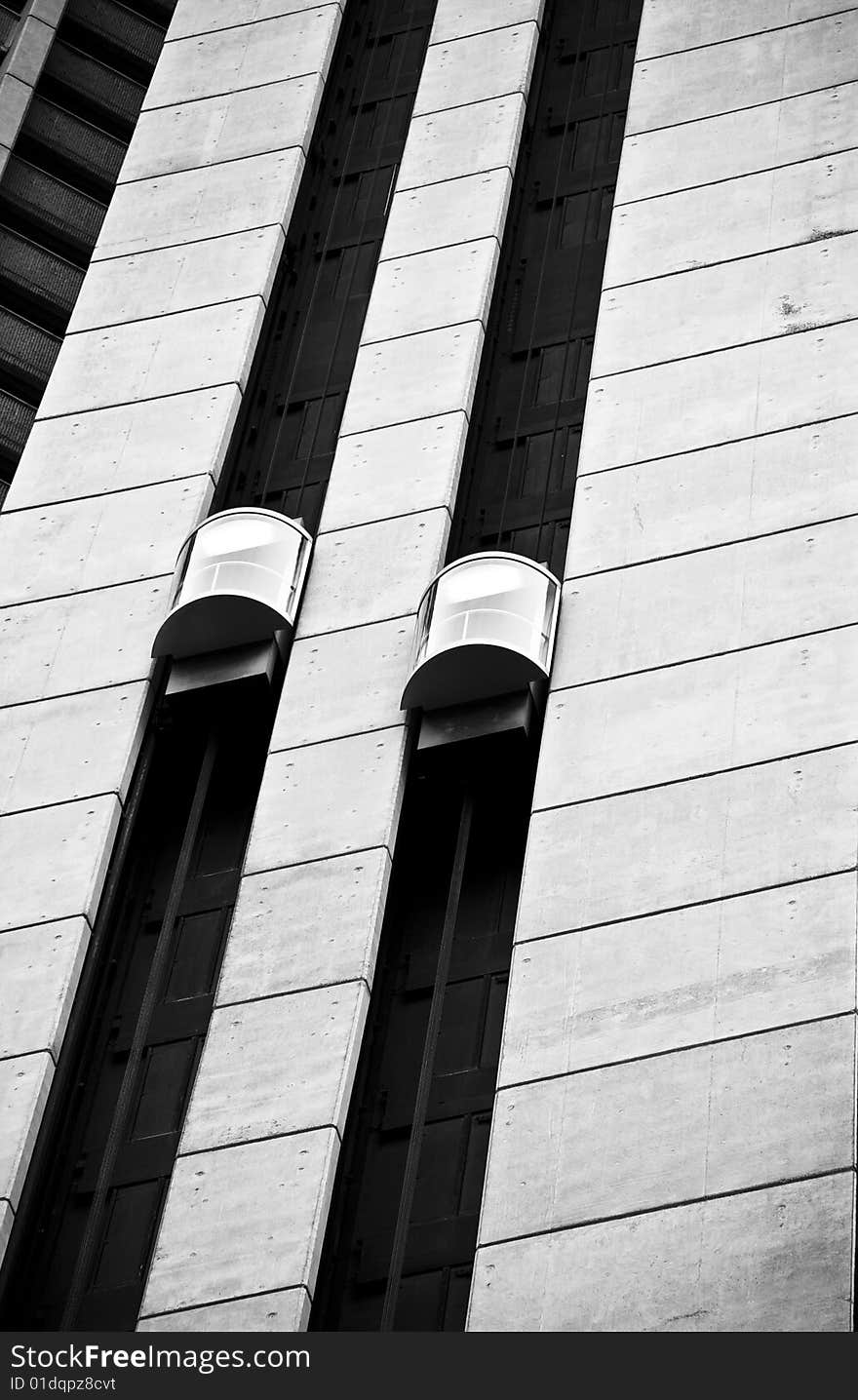 Skyscraper detail, dynamic composition including elevators. Skyscraper detail, dynamic composition including elevators.