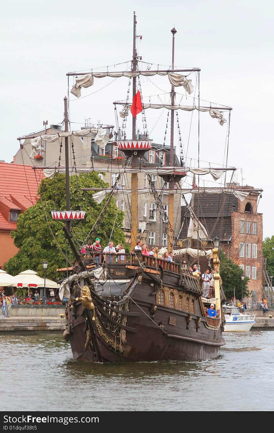 The galleon at the wharf in Gdansk. The galleon at the wharf in Gdansk