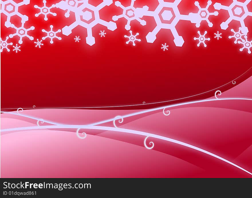 Vector illustration of a winter snowscape in red. Vector illustration of a winter snowscape in red.