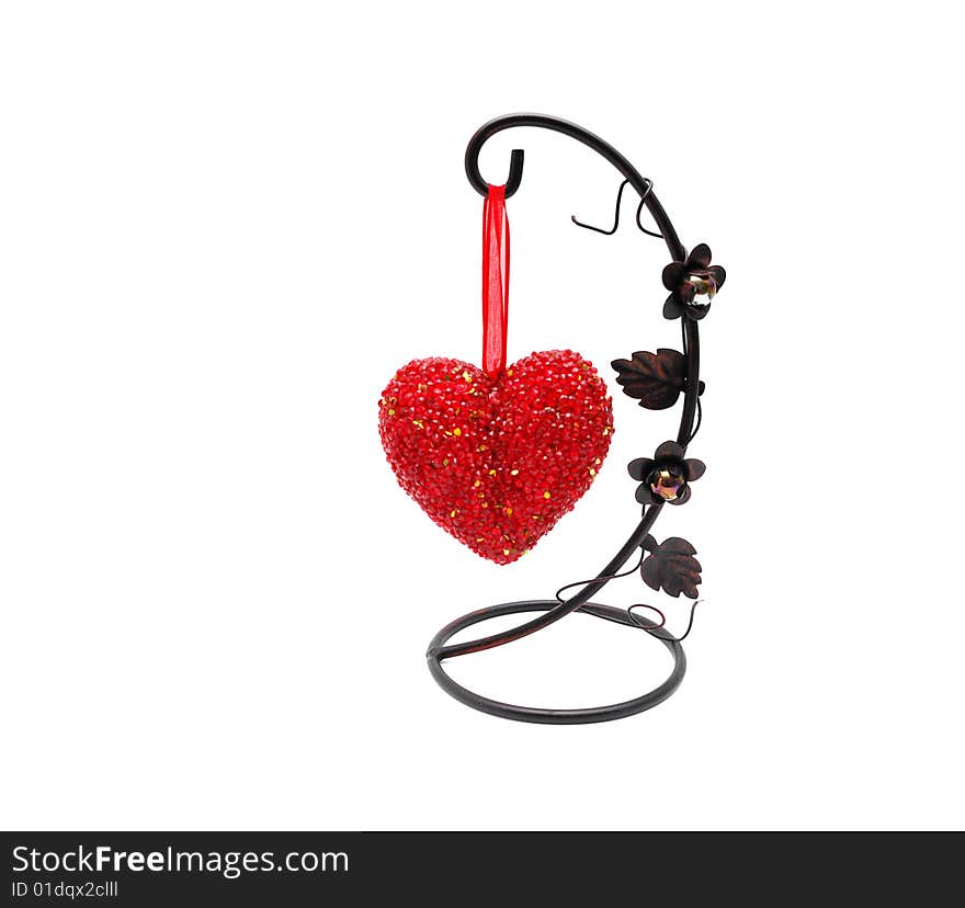 Ornate red glass heart hanged. Ornate red glass heart hanged