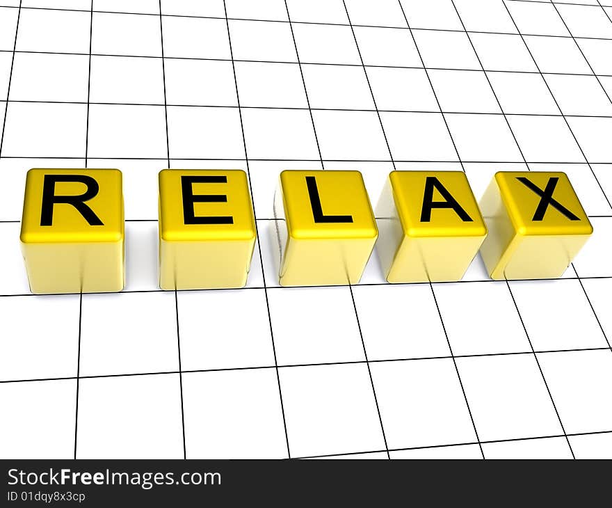 3d golden boxes with relax letter