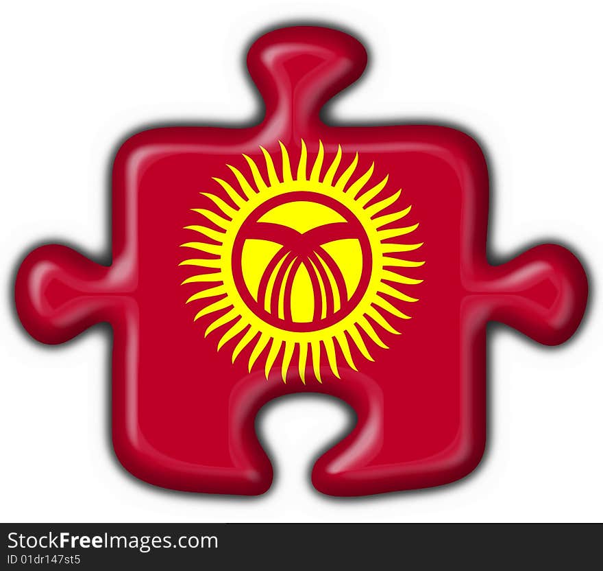 Kyrgyzstan button flag puzzle shape