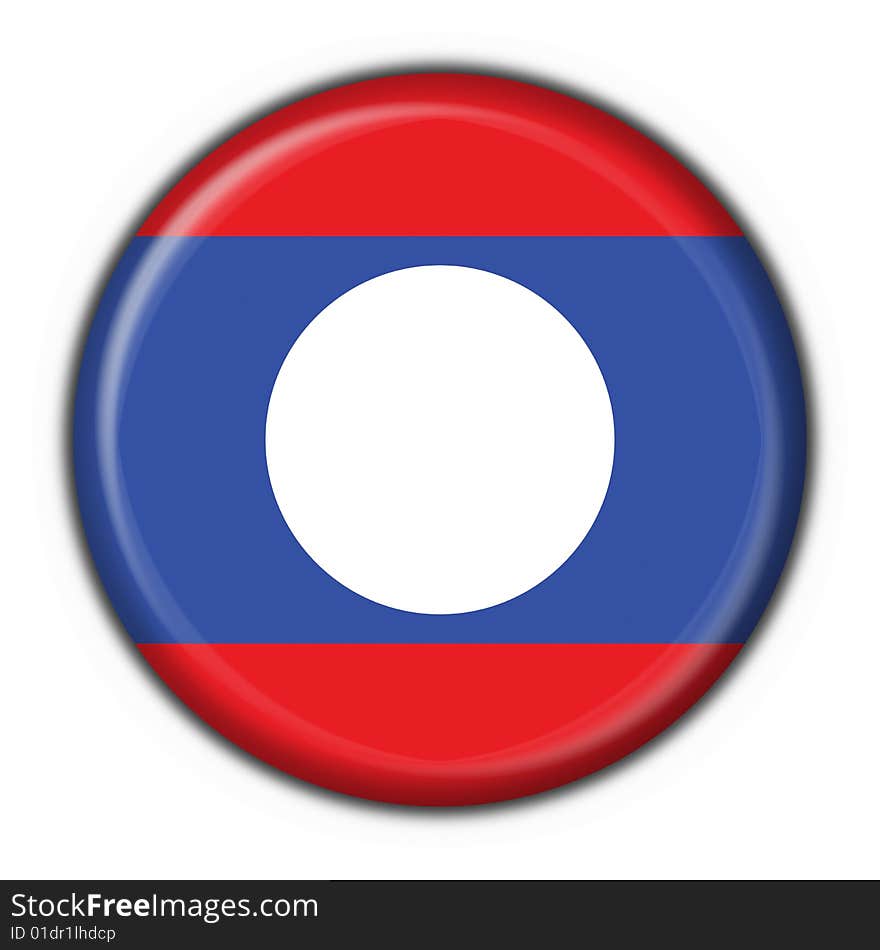 Laos button flag round shape - 3d made