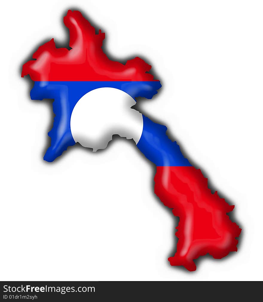 Laos Button Flag Map Shape