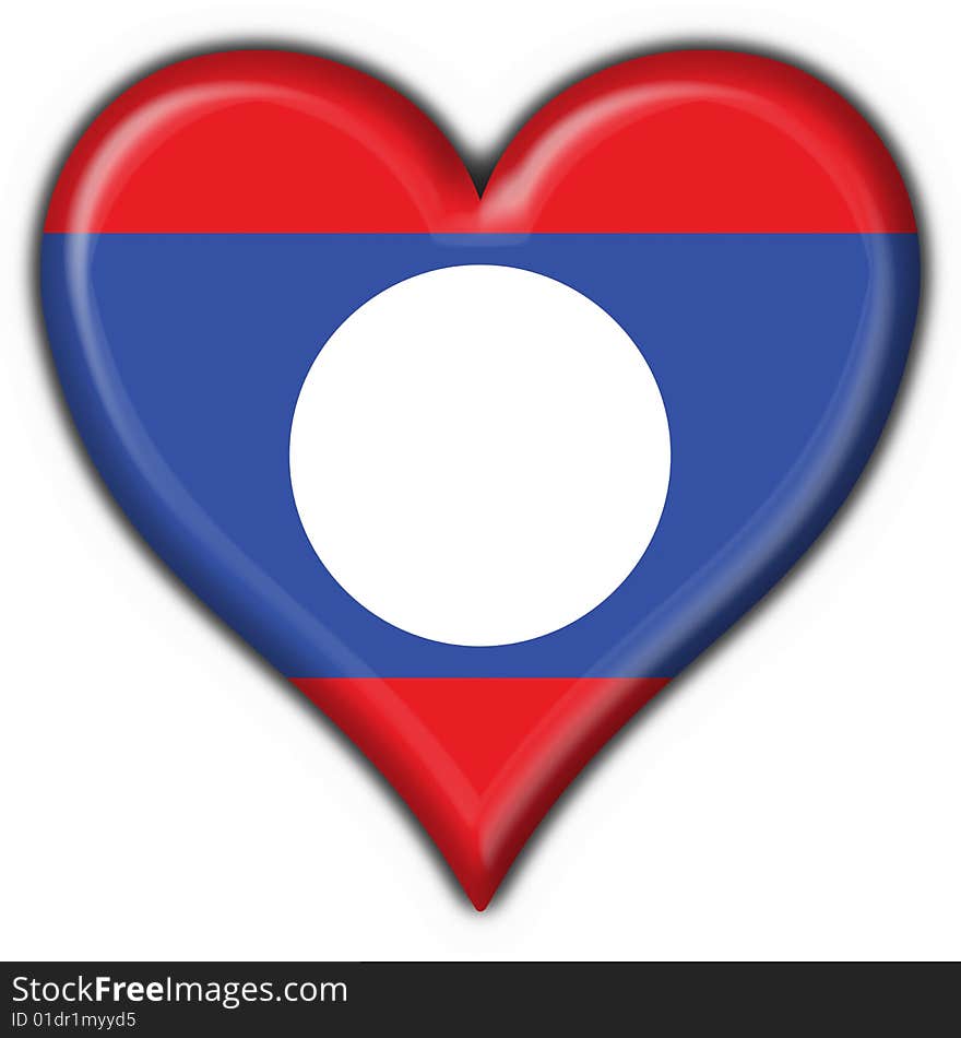 Laos button flag heart shape