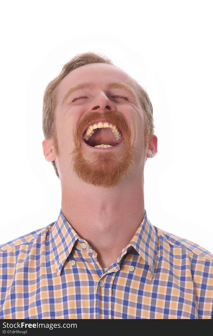 Portrait of smiling man on white background