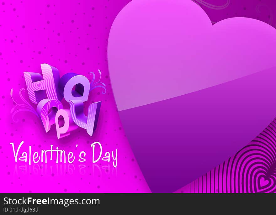 Violet Valentine's Day Illustrated Heart over a red gradient background.