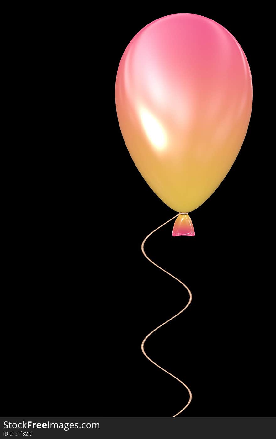 Pink & Yellow Balloon w Black Background