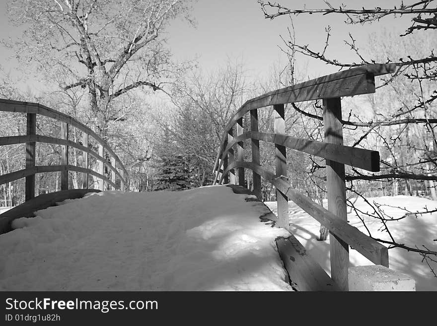 Monochrome Wooden Bridge