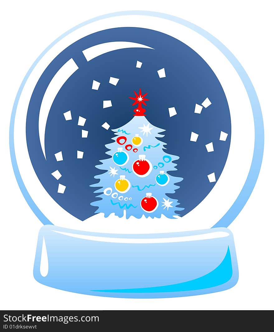 Cartoon snow globe isolated on a white background.