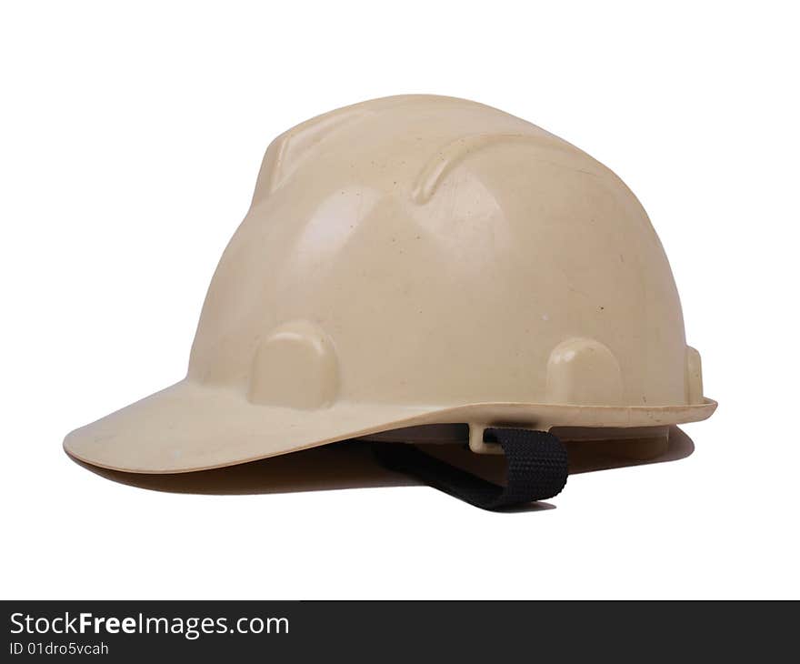 White colored Builder Safety Helmet left side view. White colored Builder Safety Helmet left side view