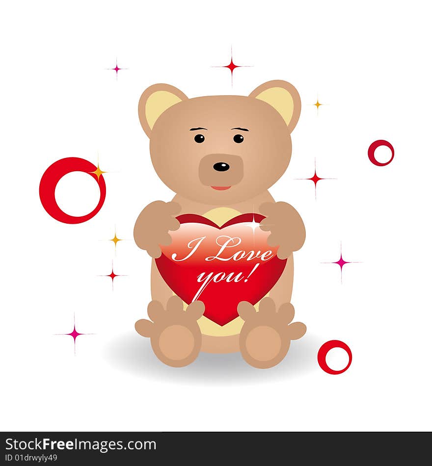 Cute bear with heart for st.Valentine day. Good for greeting card. Cute bear with heart for st.Valentine day. Good for greeting card.