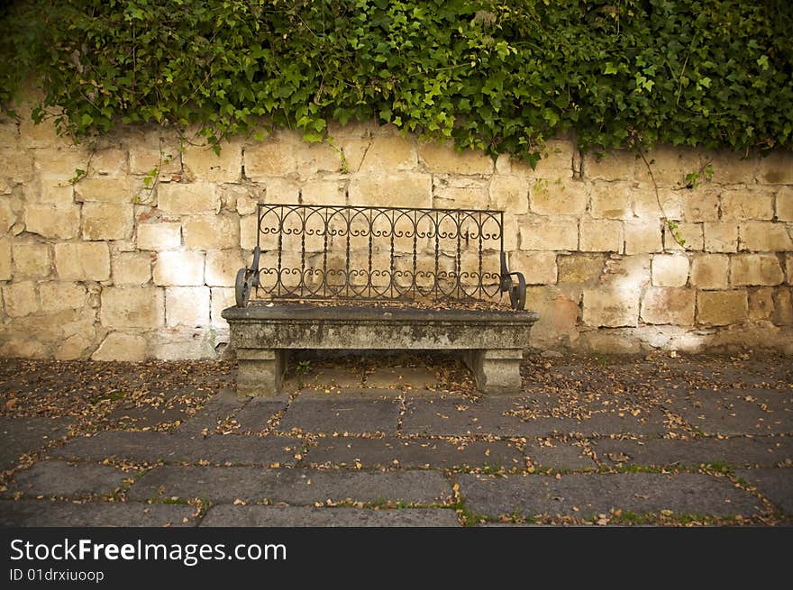 Old stone bench at segovia spain. Old stone bench at segovia spain