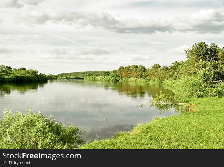 Spring landscape river