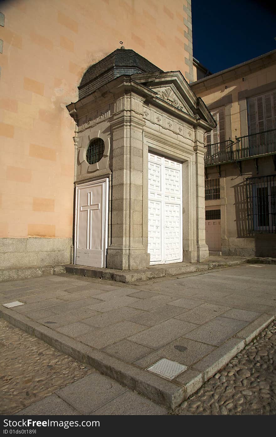 Door with cross at La Granja Royal Palace in Segovia. Door with cross at La Granja Royal Palace in Segovia