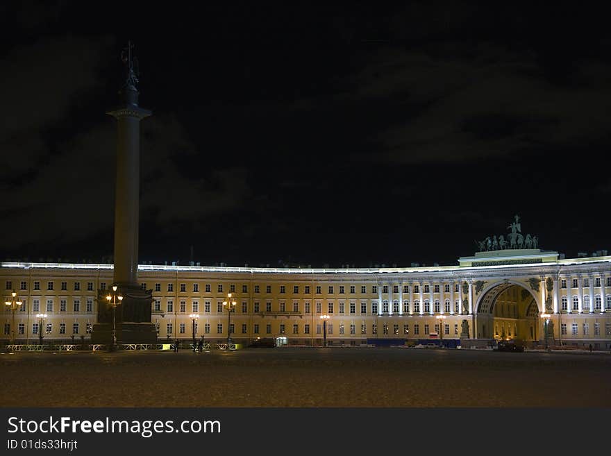 Winter Night On Central City Square