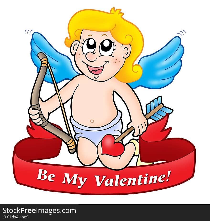 Valentine banner 02 on white background - color illustration.