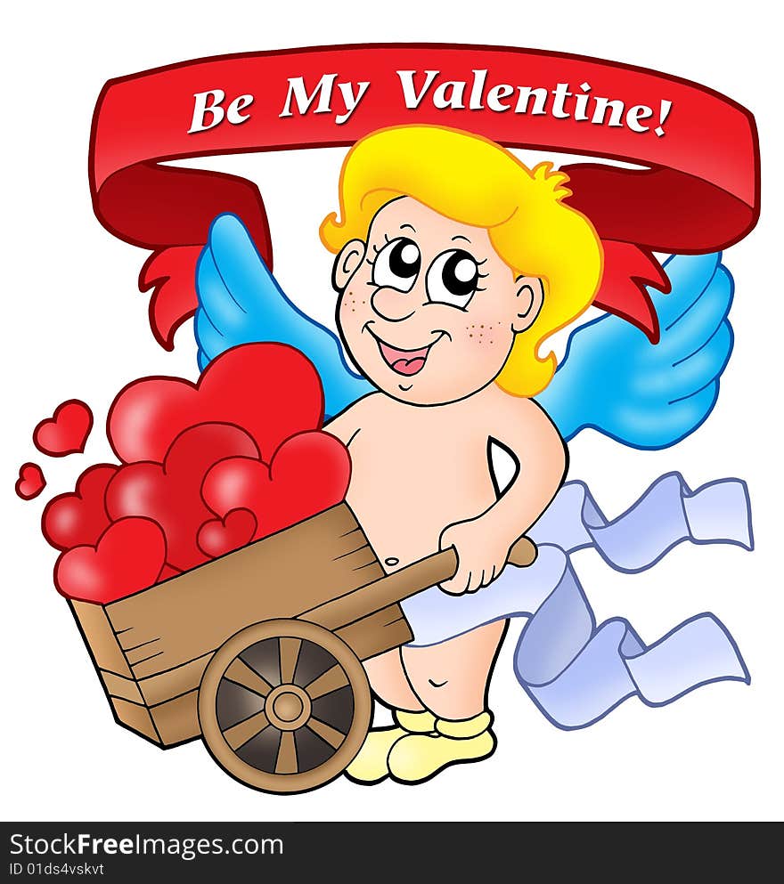 Valentine banner 03 on white background - color illustration.