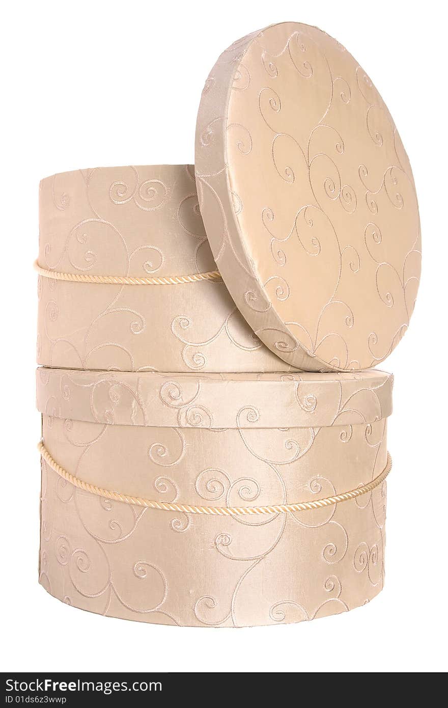 Hi-key image of hatboxes isolated on a white background