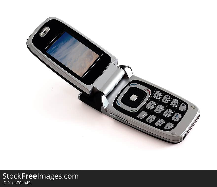 Cellphone isolated with clipping path. Studio light.