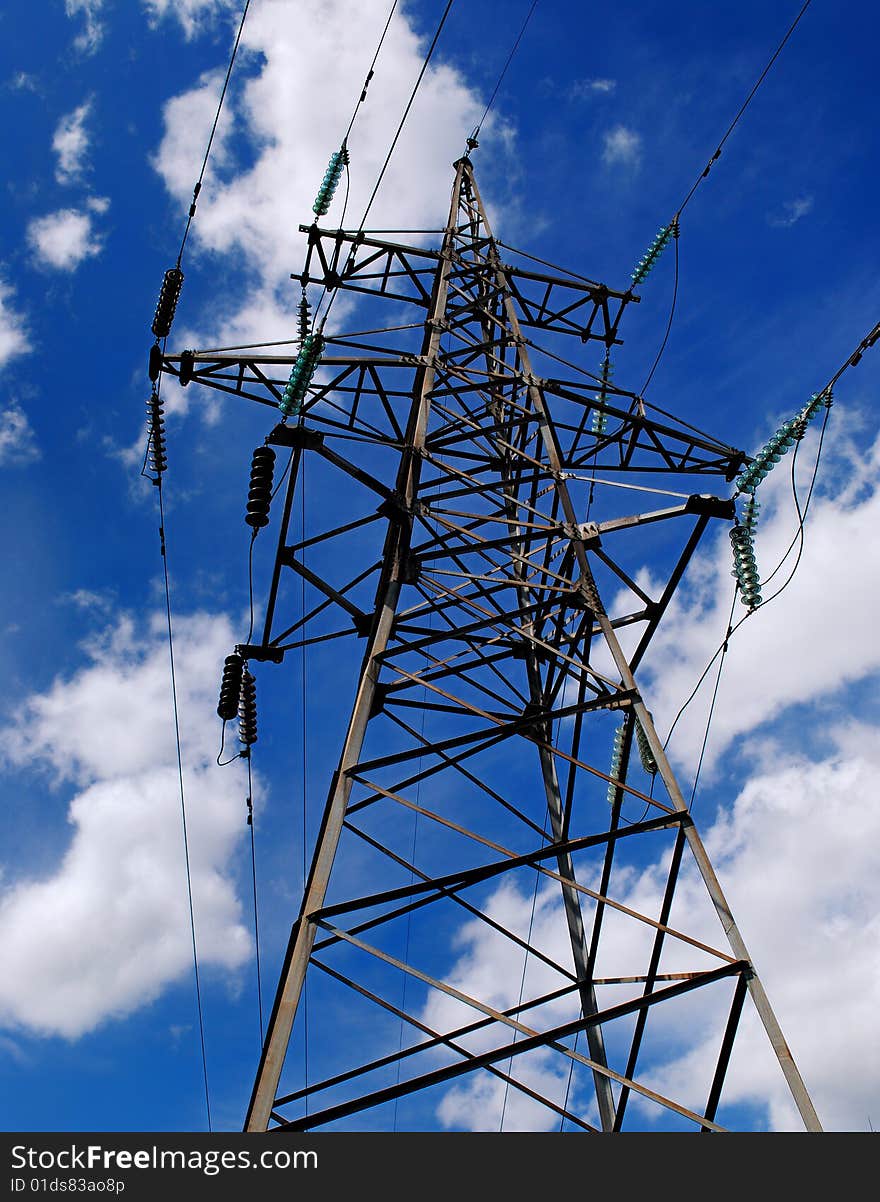 Electric tower connects sky and earth