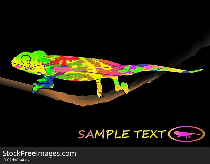 Illustration of a colorful chameleon vector