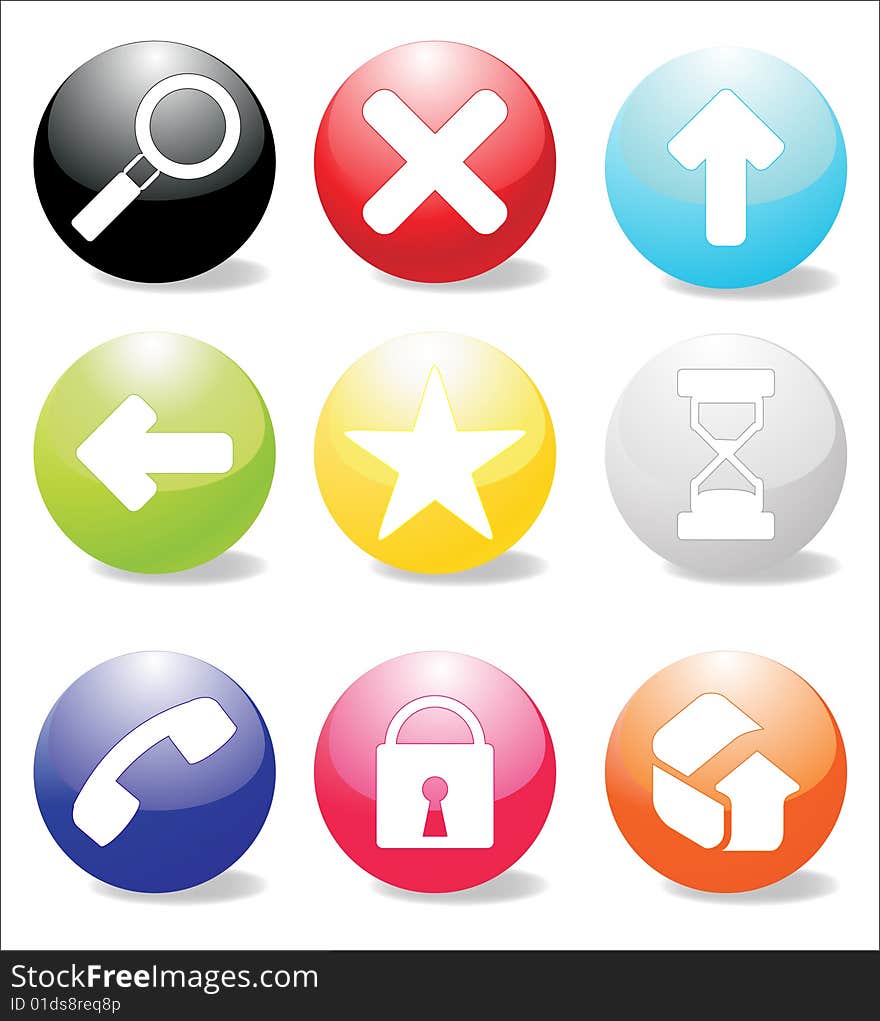 Gloosy web icons & buttons vector. Gloosy web icons & buttons vector