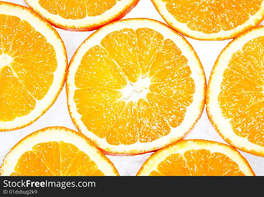 Orange slices isolated on a white background