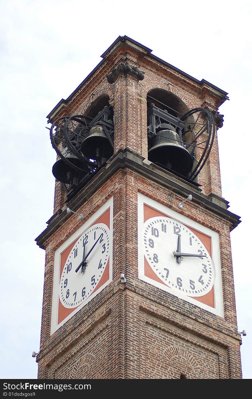 Church steeple tower in the city. Church steeple tower in the city