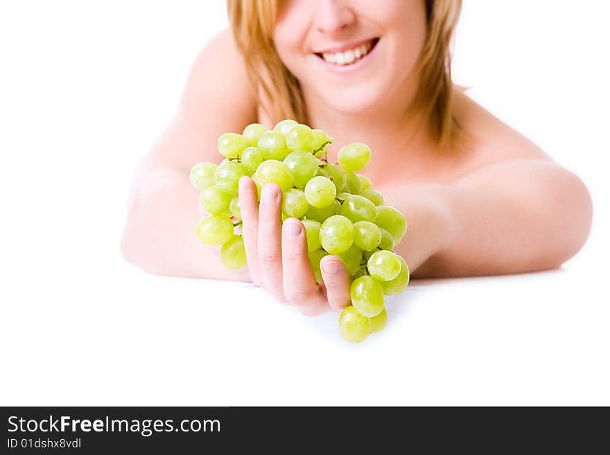 Hand with grapes