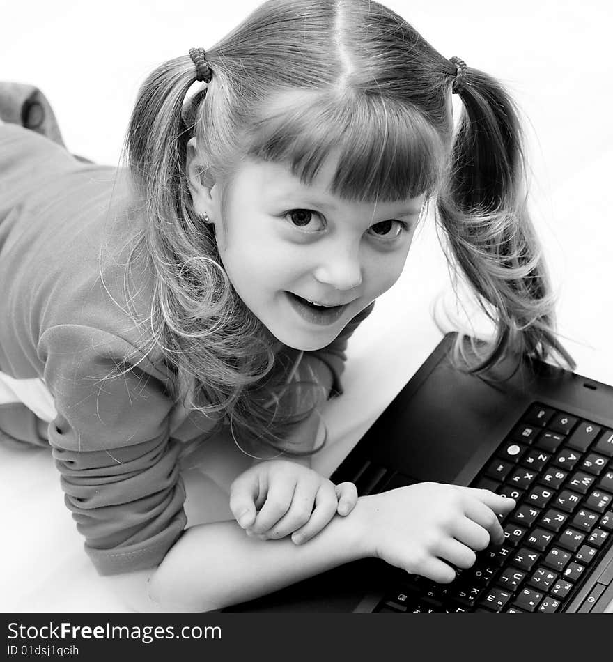 Little Girl And Laptop