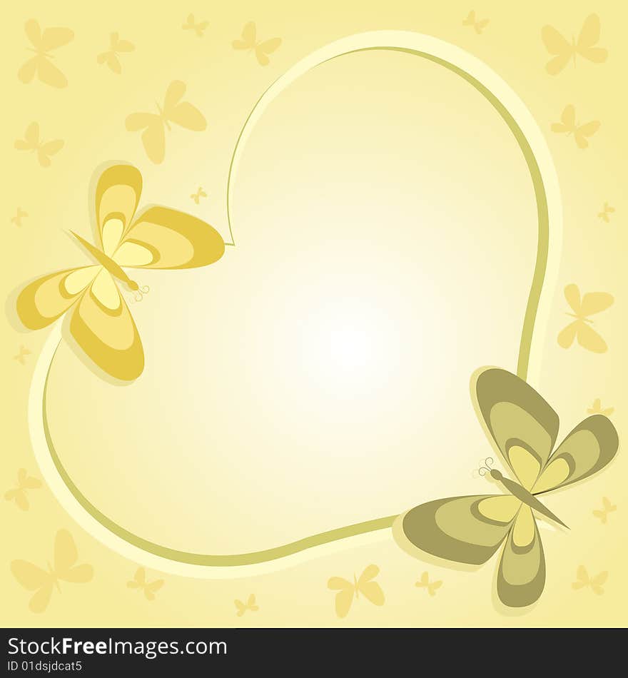 Beige heart with two butterflies