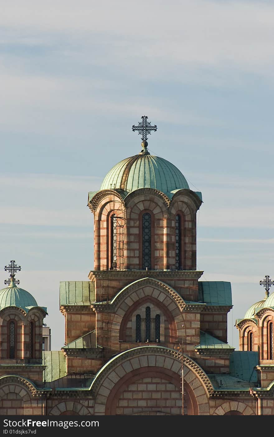 Serbian Orthodox Church with sky in background