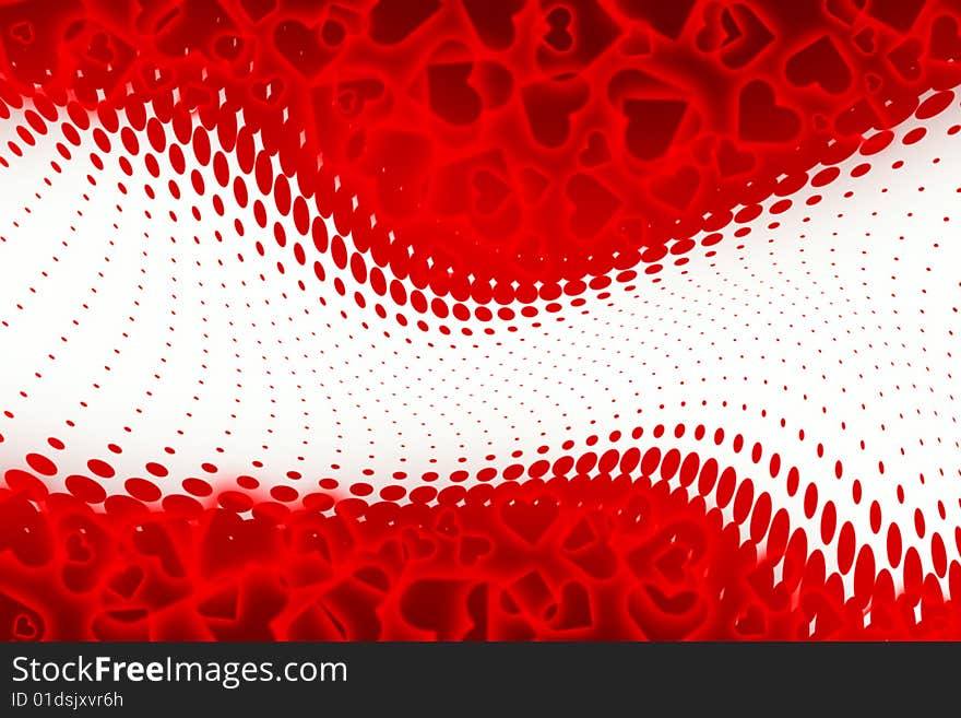 Halftone dots and small shiny hearts background. Halftone dots and small shiny hearts background