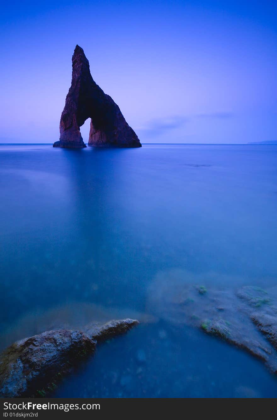 Colorful long exposure coastal landscape. Colorful long exposure coastal landscape