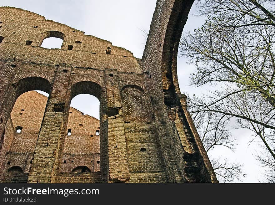 Ruins of Ancient Buildings on the New Holland Island in Saint Petersburg, Russia.