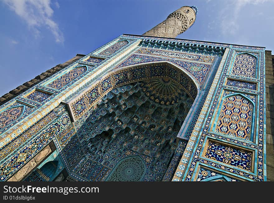 Minaret And Front Wall Of Mosque