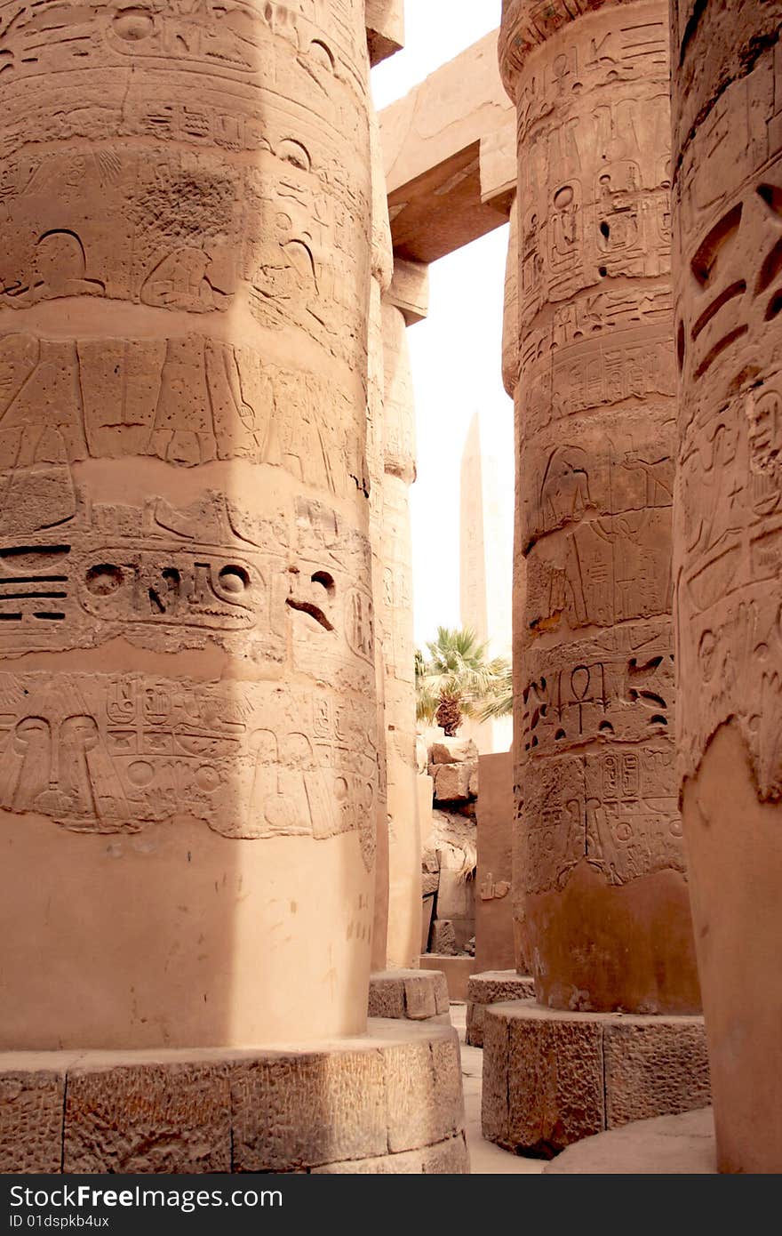 Columns at the Great hypostyle hall of Amona-Ra, Karnak, Luxor. Columns at the Great hypostyle hall of Amona-Ra, Karnak, Luxor