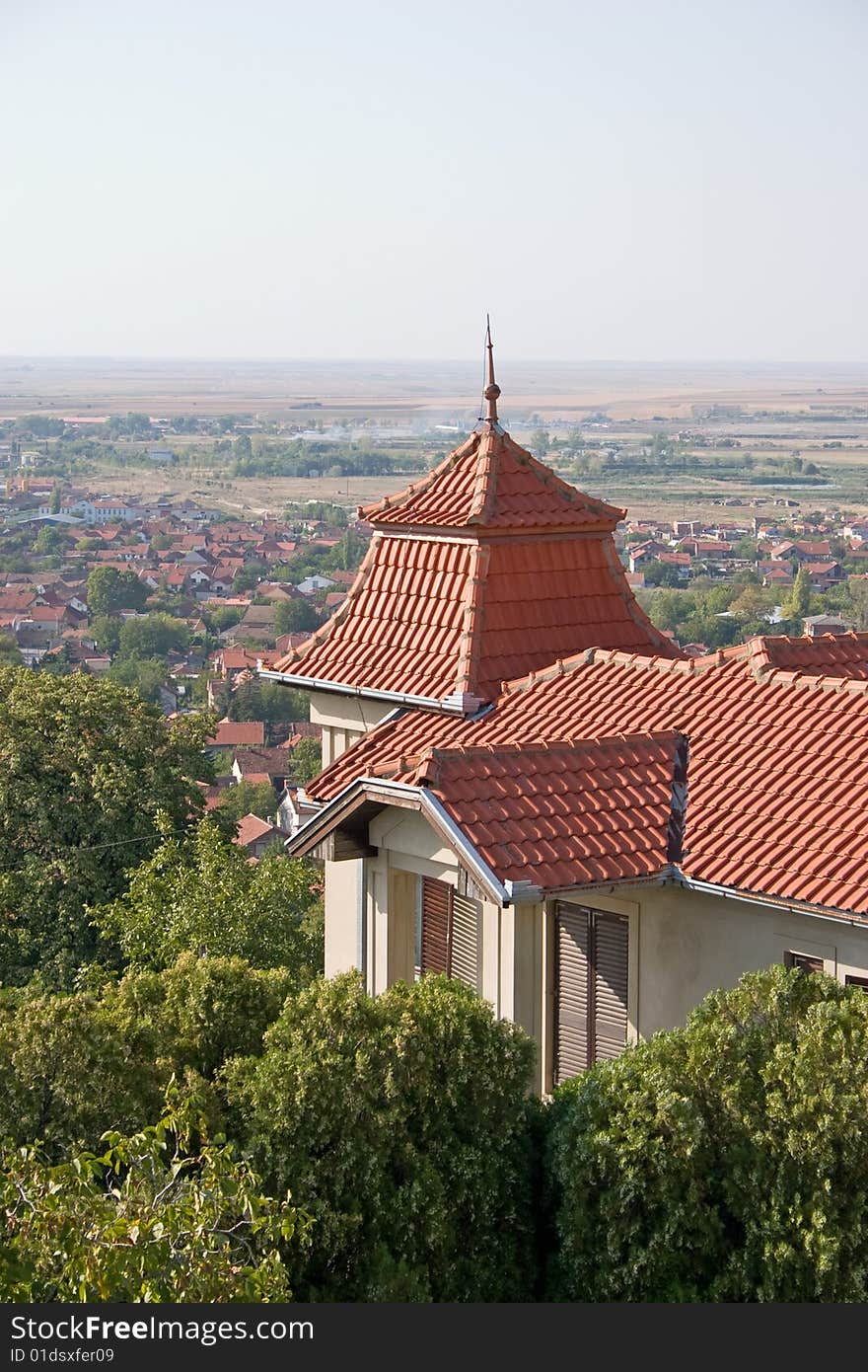 Nice house and landscape in background