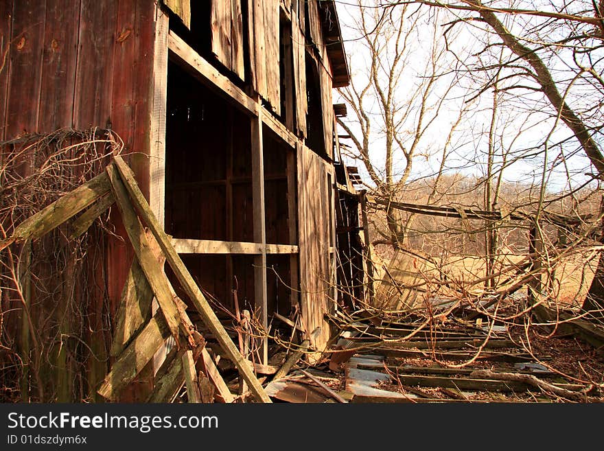 Old wooden home abandoned in the grasslands