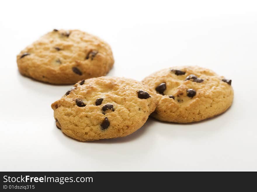 Bunch of cookies on a white background, Shallow depth of field. Bunch of cookies on a white background, Shallow depth of field.