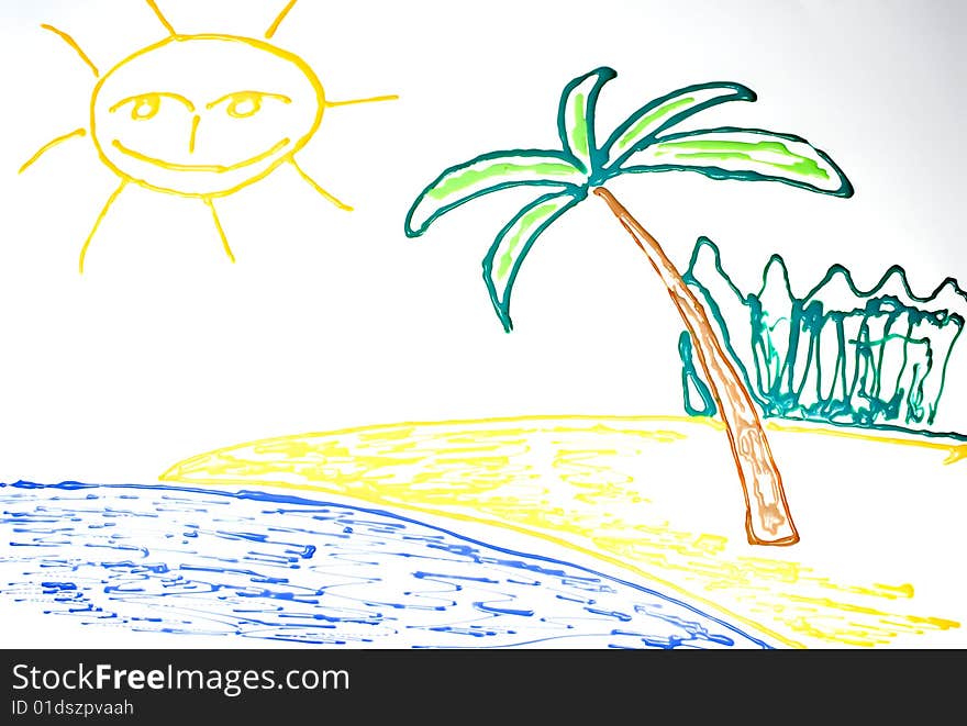 Drawing of tropical beach