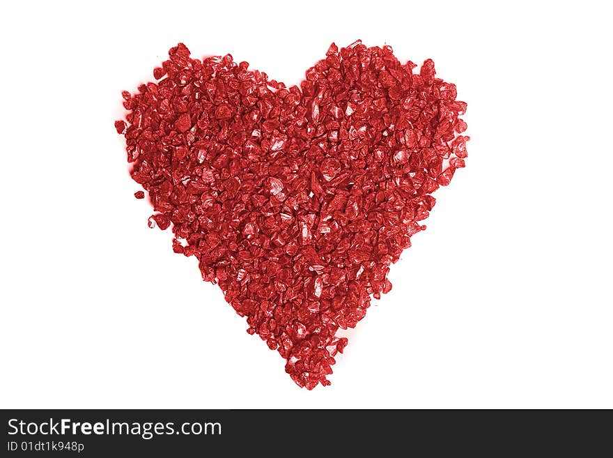 Red heart made with stones