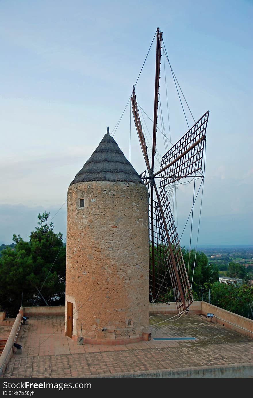 View of a typical wind mill in majorca