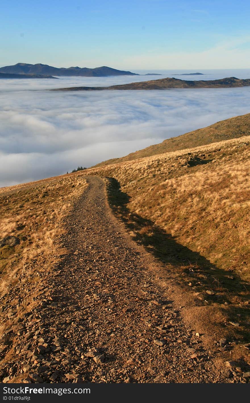 Mountain path and temperature inversion in the English Lake District. Mountain path and temperature inversion in the English Lake District