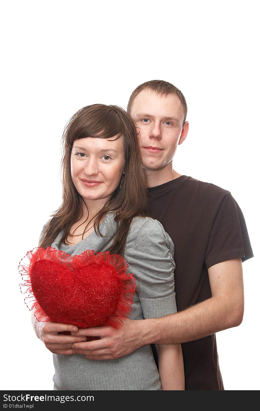 Young man and young woman on the white background. Young man and young woman on the white background