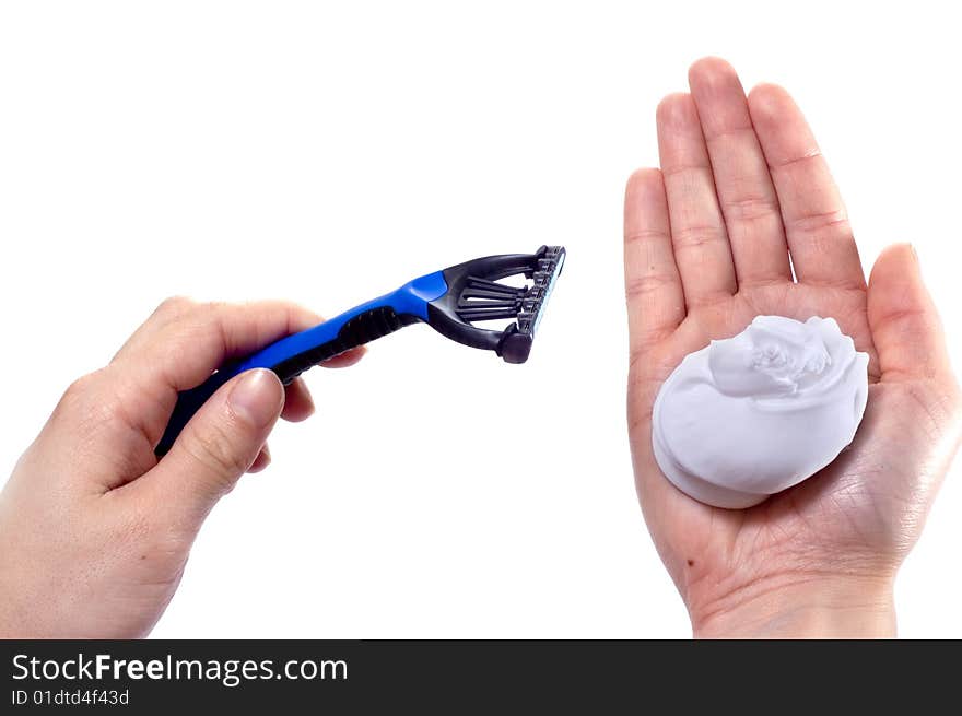 Shaver in woman hand isolated