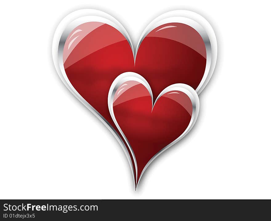 Two Illustrated Hearts Isolated with white background