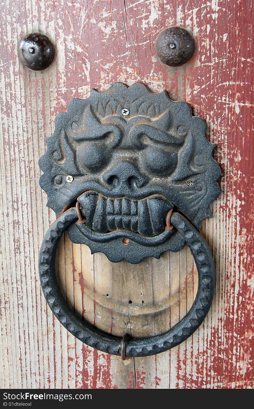 Traditional asian temple door handle. Traditional asian temple door handle